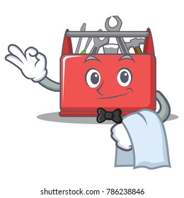 Waiter tool box character cartoon