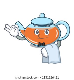 Waiter transparent teapot character cartoon