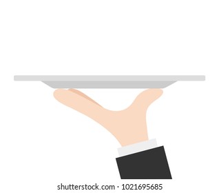 waiter tray with hand, stock vector