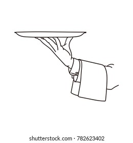 Waiter tray. Handmade drawing. Vector illustration.