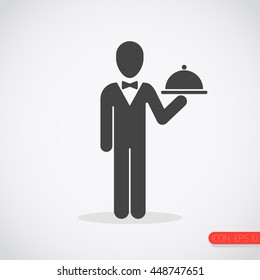Waiter with tray icon