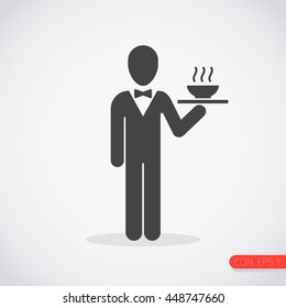 Waiter with tray icon