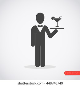 Waiter with tray icon