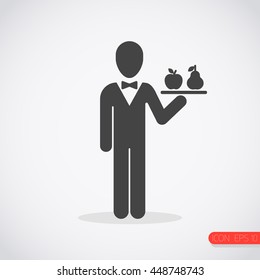 Waiter with tray icon