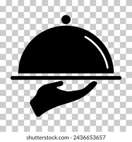 Waiter tray icon, dish menu restaurant web symbol, lunch design vector illustration .