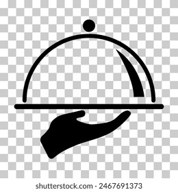 Waiter tray icon, dish menu restaurant web symbol, lunch design vector illustration .
