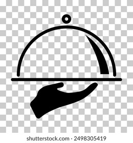 Waiter tray icon, dish menu restaurant web symbol, lunch design vector illustration .