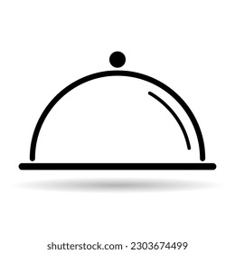 Waiter tray shadow icon, dish menu restaurant web symbol, lunch design vector illustration .