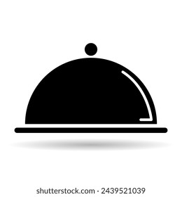 Waiter tray shadow icon, dish menu restaurant web symbol, lunch design vector illustration .
