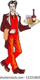 waiter with a tray of wine