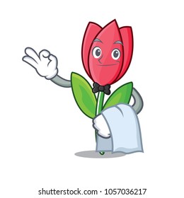 Waiter tulip mascot cartoon style