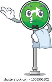 Waiter turn right shape with the cartoon