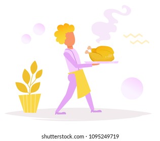 Waiter Vector. Cartoon. Isolated art on white background. Flat