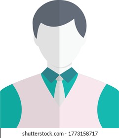 waiter vector flat color icon 