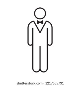 waiter vector icon, modern design, outline style, black and white color 