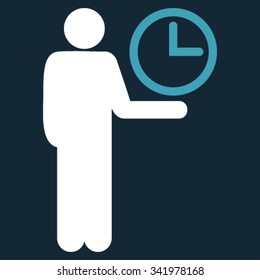 Waiter vector icon. Style is bicolor flat symbol, blue and white colors, rounded angles, dark blue background.