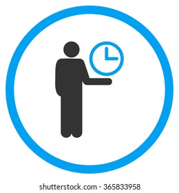 Waiter vector icon. Style is bicolor flat circled symbol, blue and gray colors, rounded angles, white background.