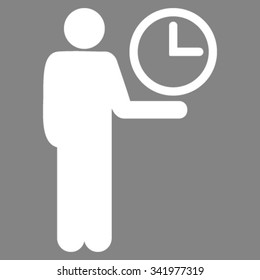 Waiter vector icon. Style is flat symbol, white color, rounded angles, gray background.