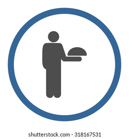 Waiter vector icon. This rounded flat symbol is drawn with cobalt and gray colors on a white background.