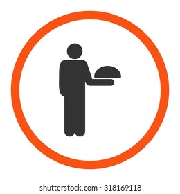 Waiter vector icon. This rounded flat symbol is drawn with orange and gray colors on a white background.