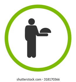 Waiter vector icon. This rounded flat symbol is drawn with eco green and gray colors on a white background.