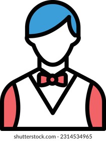 waiter  Vector illustration on a transparent background. Premium quality symmbols. Line Color vector icons for concept and graphic design.
