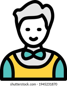 icono de color de línea vector del camarero