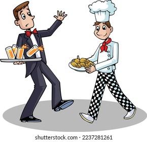 Waiter And Waitress boy Pro Vector