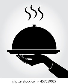 waiter / waitress serve icon , dish up vector