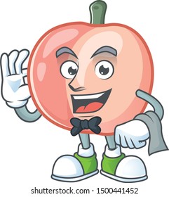 Waiter whole peach cartoon for healthy fruit