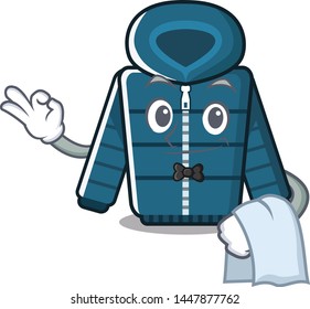 Waiter winter coat isolated with the mascot