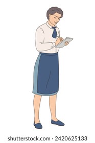waiter women writes down the order in a notepad
