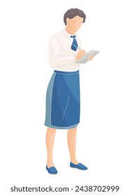 waiter women writes down the order in a notepad