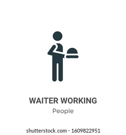 Waiter working glyph icon vector on white background. Flat vector waiter working icon symbol sign from modern people collection for mobile concept and web apps design.