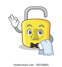 Waiter yellow lock character mascot