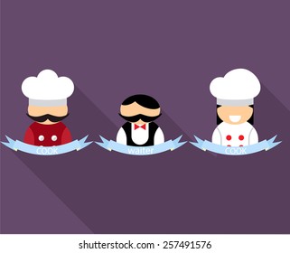 waiter,cook,chef