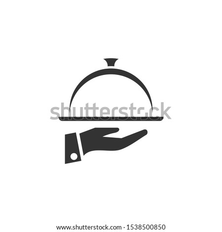 Waiters Serving. Food Tray Icon vector sign isolated for graphic and web design. Waiters Serving. Covered food symbol template color editable on white background.
