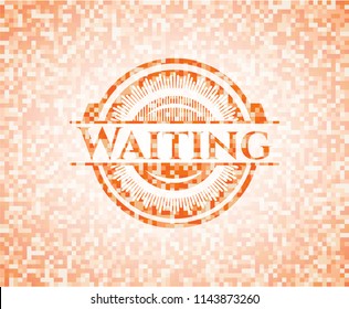 Waiting abstract orange mosaic emblem