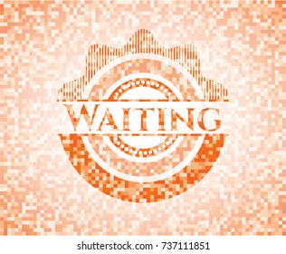 Waiting abstract orange mosaic emblem