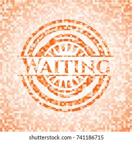 Waiting abstract orange mosaic emblem