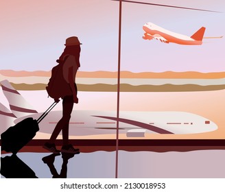 Waiting at the airport in the evening