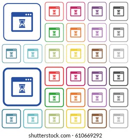 Waiting application color flat icons in rounded square frames. Thin and thick versions included.
