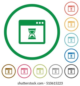 Waiting application flat color icons in round outlines
