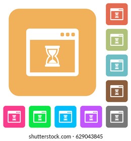 Waiting application flat icons on rounded square vivid color backgrounds.