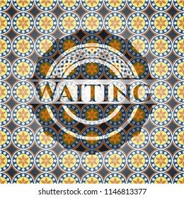 Waiting arabesque emblem background. arabic decoration.