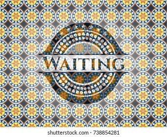 Waiting arabesque emblem background. arabic decoration.