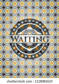 Waiting arabic emblem. Arabesque decoration.