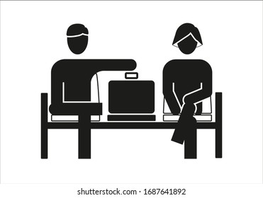 Waiting area icon with figures of man and woman