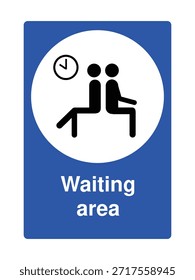 Icono del área de espera con el símbolo estilizado del asiento para las instalaciones públicas con la explicación – Imagen de archivo vectorial de alta calidad