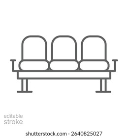 Waiting Area Seat Icon Outline Style Thin Line Editable Stroke Symbol for Public Seating or Lounge